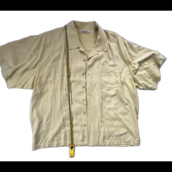 Tommy Bahama Men’s Button-Up Pocket Shirt Pastel Yellow 100% Silk Size XXL - Picture 4 of 10